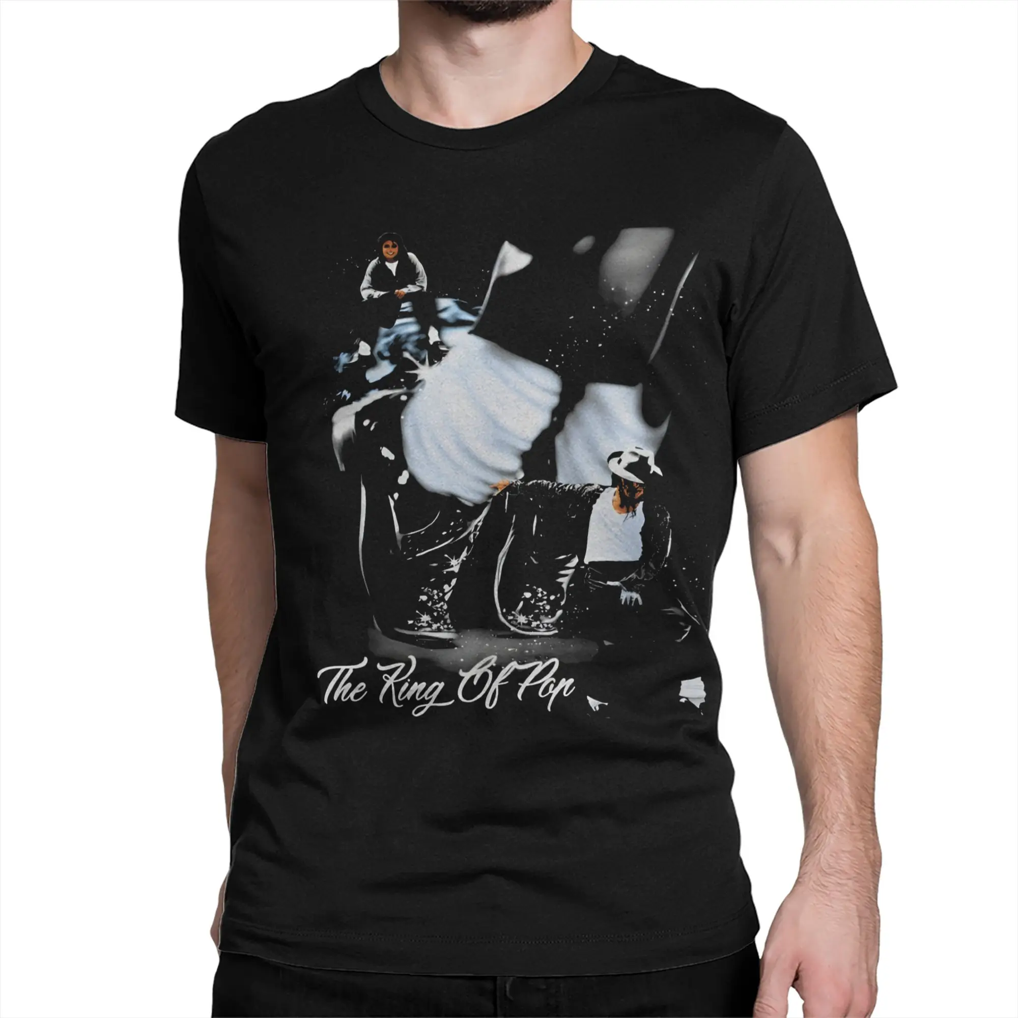 Novelty MJ king of pop Moonwalk T-Shirt for Men Women Crewneck 100% Cotton T Shirt Short Sleeve Tee Shirt Big Size Tops