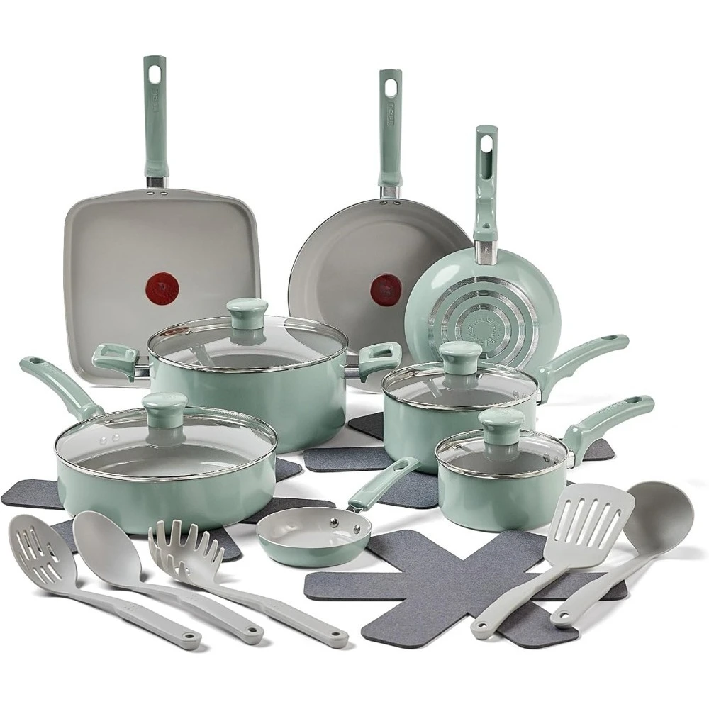 

Refresh Ceramic Nonstick Cookware Set, 20-piece, Oven Safe To 350°f, Stockpot, Ceramic Pots and Pans Set, Cookware Sets