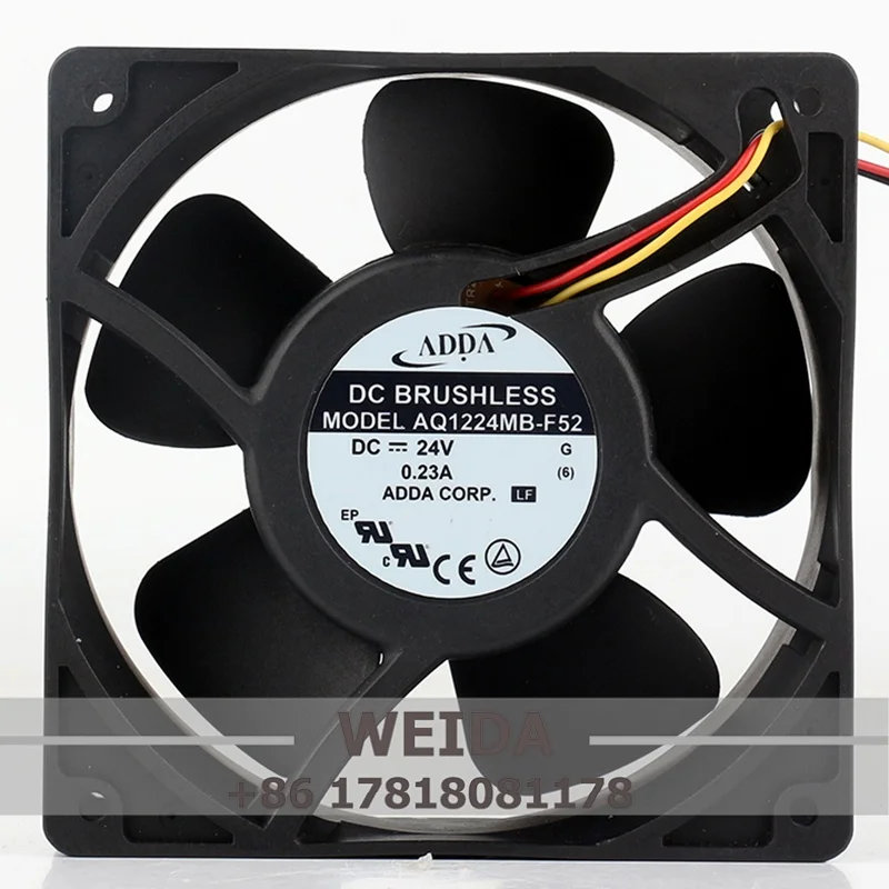 Cooling fan AQ1224MB-F52 ADDA DC 24V 0.23A AC EC 12038 120X120X38MM 12CM fully waterproof 3-wire humidifier inverter