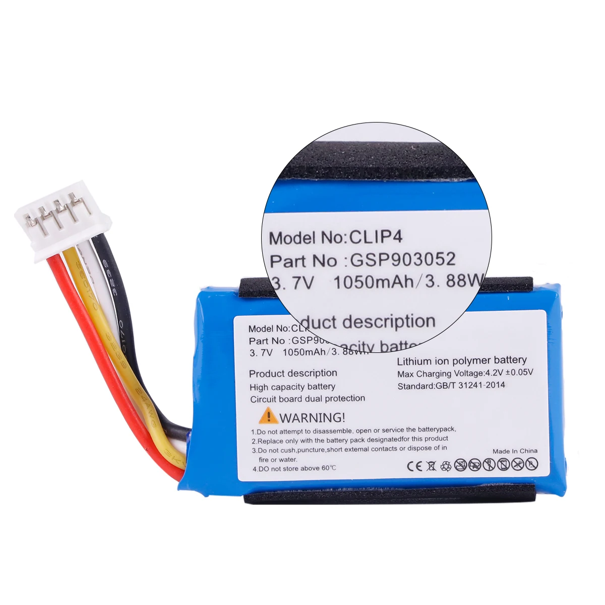 Brand New Battery  GSP903052 1050mAh For JBL Clip4 Clip 4  Player Speaker  Replacement Battery