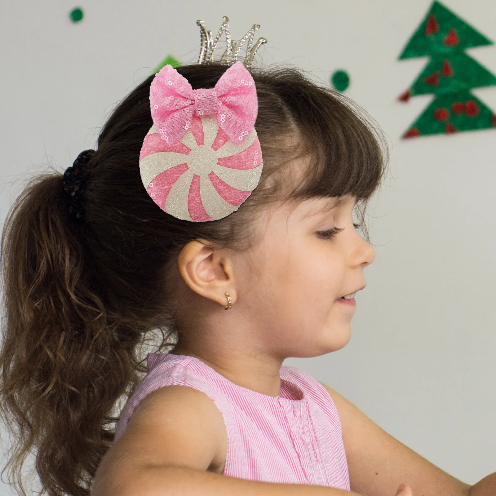 

2Pairs Christmas Hair Clips Bow Design Glitter Sequins Candy Colors Comfortable Secure Hold Hair Barrettes for Holiday