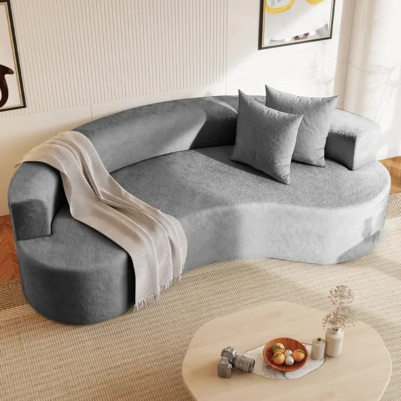 # Simple Cozy Creamy Style Curved Platform Sofa for with High-density Foam and Skin-friendly Fabric