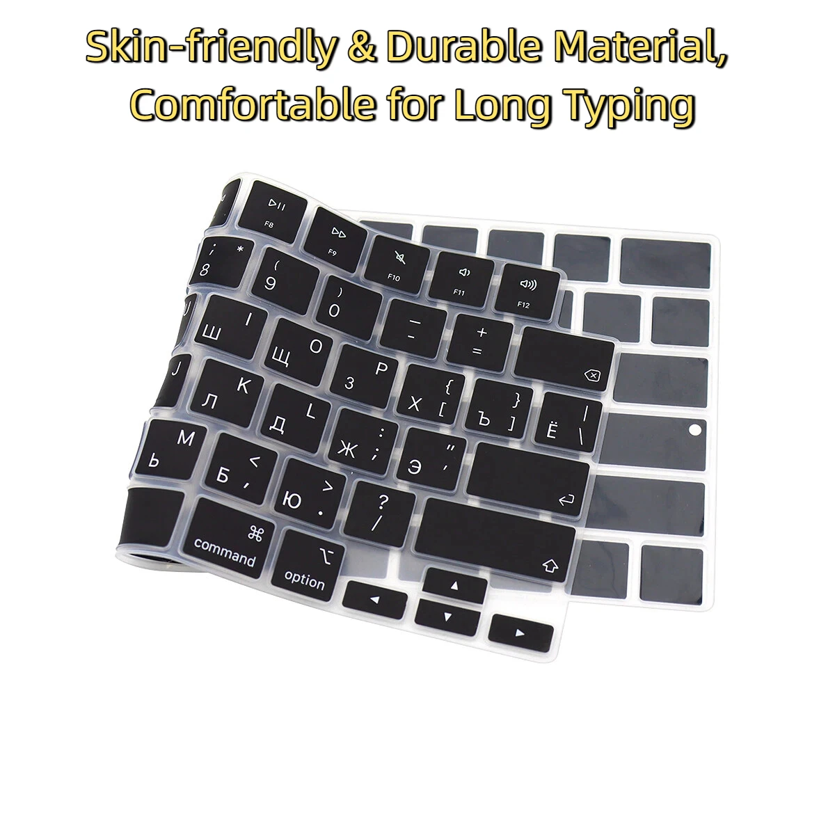 Russian & Korean Black Silicone Keyboard Cover US for MacBook Neo 13 inch (A18) Pro 2026 Model A3404 GB With Touch ID 512GB