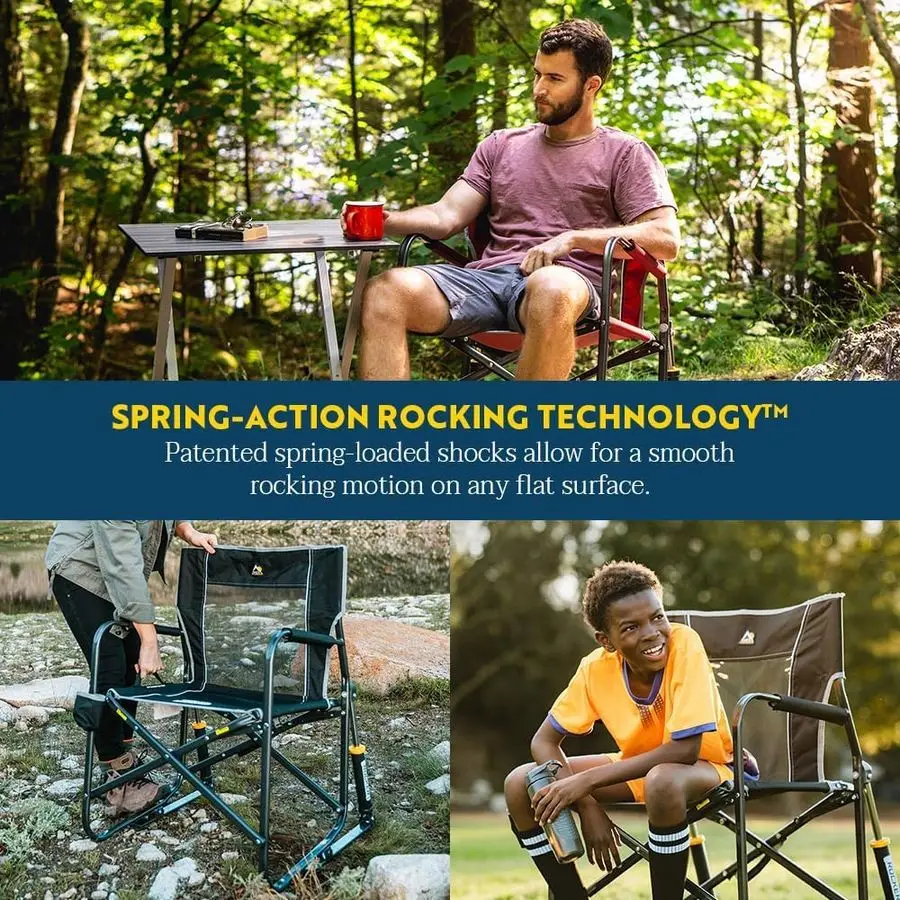 Freestyle Rocker Camping Chair Portable Folding Rocking Chair with Solid, Durable Armrests, Drink Holder amp Comfortable Backre