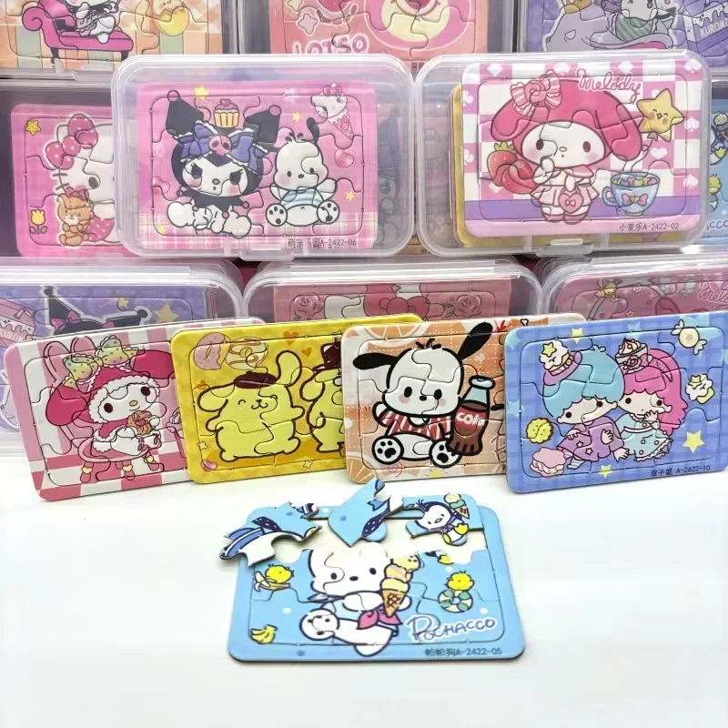 5Pcs/Box Cute Sanrio Mymelody Kuromi Cinnamoroll Pochacco Cartoon Puzzle Game Early Learning Educational Toys kids Gift