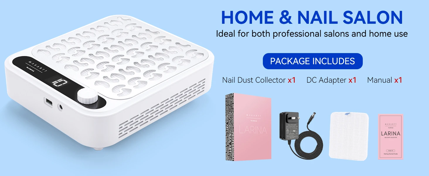Makartt Nail Dust Collector - Professional Powerful Suction Larina Dust Collector Nail Tech LED Display, Adjustable Speed