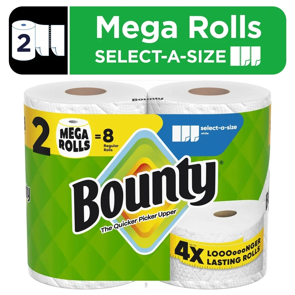 

Бумажные полотенца Mega Rolls Select-A-Size. Сверхвпитывающие, прочные, с ромбовидной текстурой. Быстро выбирают пятна. Идеальные задания для дома.