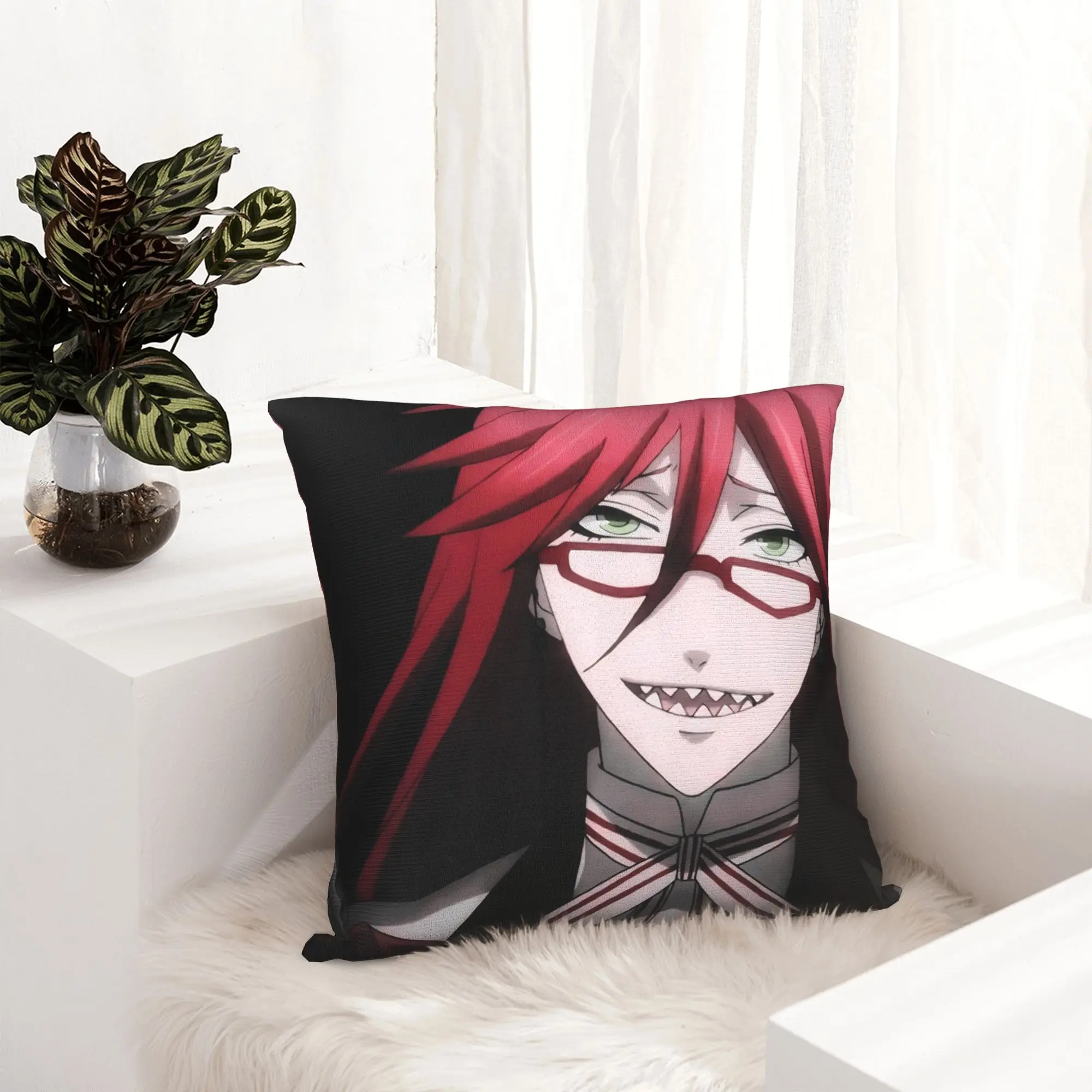 Black Butler Grell Sutcliff  Pillowcase Printed Polyester Cushion Cover Gift  Pillow Case Cover Home Square 45X45cm - view 2