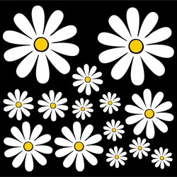 Vinyl Stickers on Car 14 Piece Set Products Daisy Exterior Parts Waterproof Decal Decoration Sticker Accessories Motorcycle Car