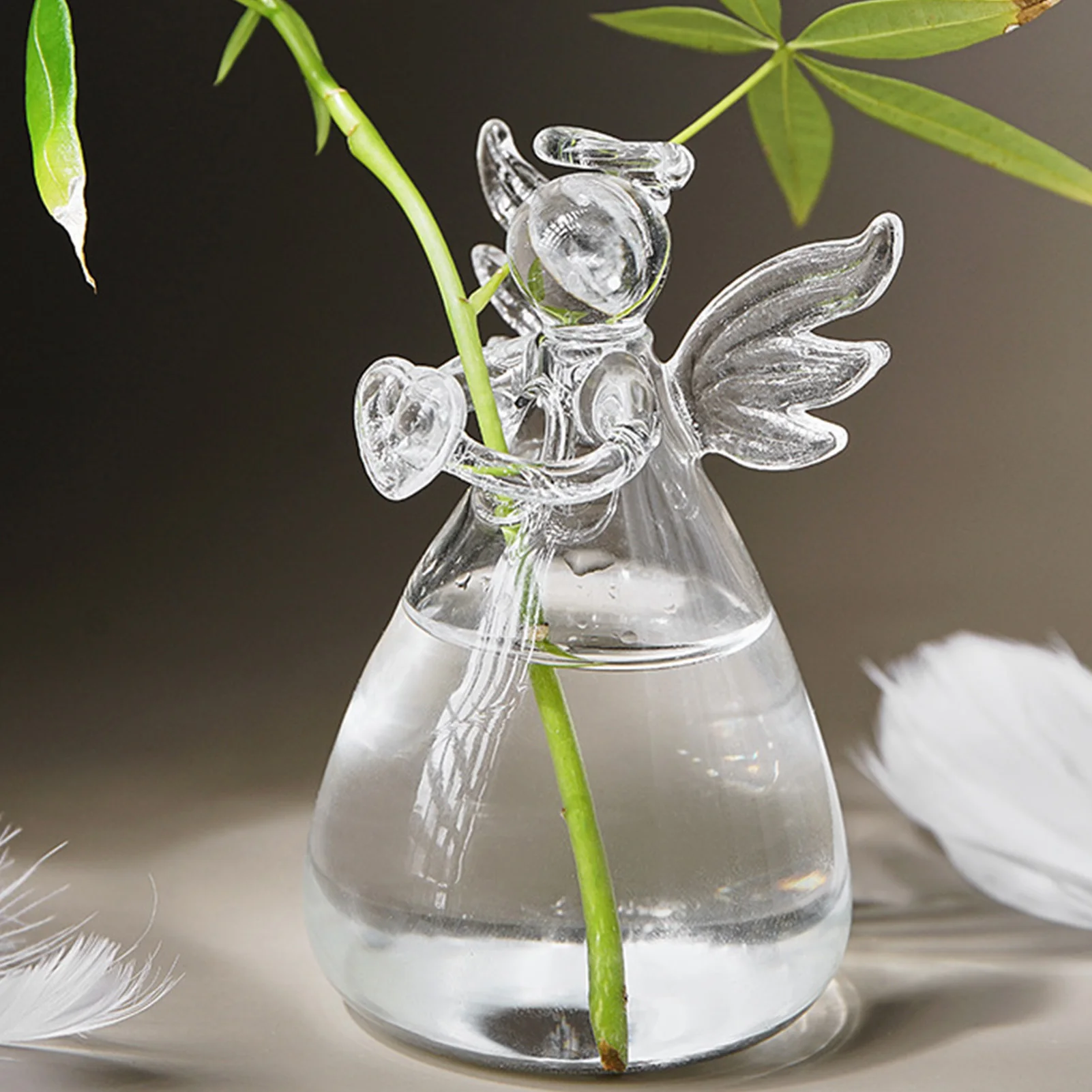 

Angel Glass Vases Flower Arrangement Flower Pot Transparent Love Heart Angel Glass Vase Gifts Home Office Desktop Decorations