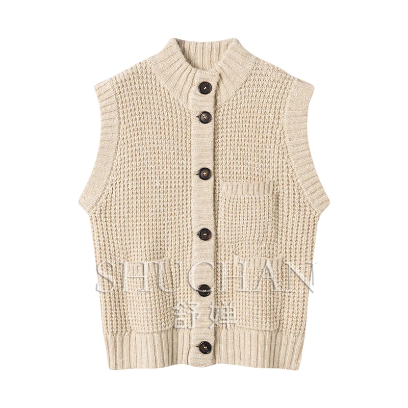 100% cashmere sweater mujer  vest sweater knit vintage sweater  vest for women sleeveless sueter mujer invierno