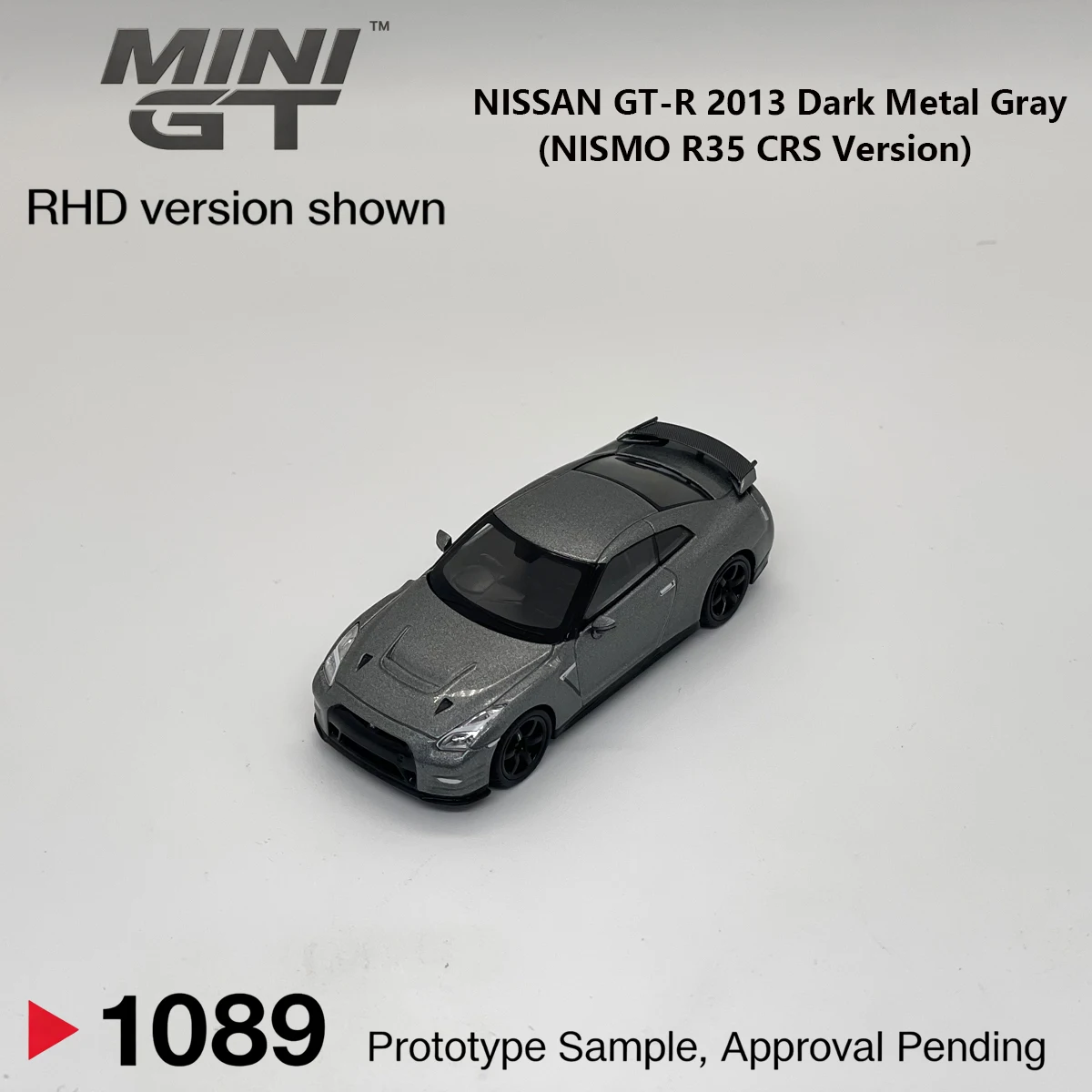 In Stock TSM MINIGT 1089 1:64 NISSAN GTR R35 2013 Dark Metal Gray NISMO R35 CRS Version MGT01089 Diecast Car Model Collection