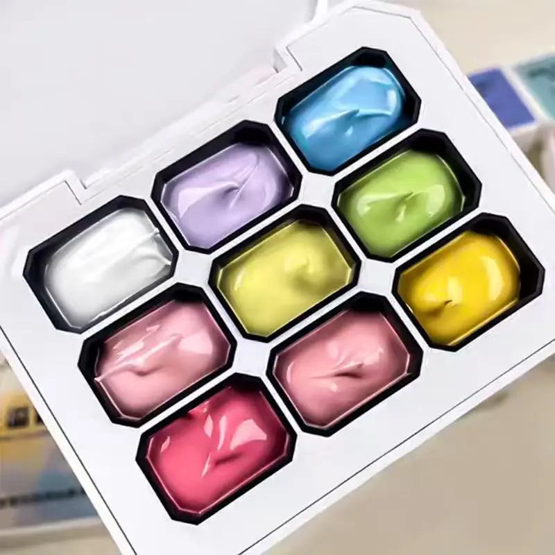 Pegamento de Parches de 9 Colores, Colores Vivos para Uñas, Decoración de Degradado, Diseño Creativo de Uñas, Tendencia de Venta 5