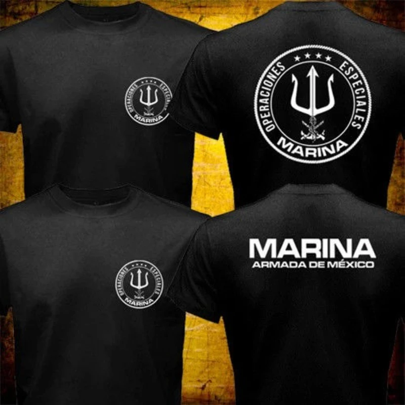 Marina Armada De México Special Operations Forces  Printed Military Fans Tactical Short Sleeve T-Shirt Men's Fitness Casual Top