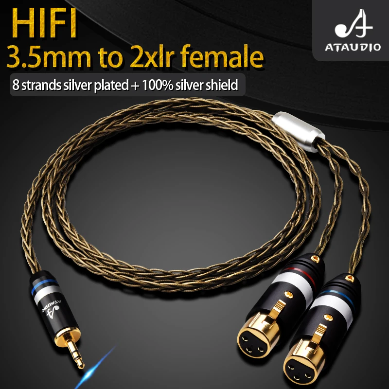 HiFi 3.5mm to 2XLR Audio Cable High-purity OCC Silver-plated 3.5mm Stereo Jack to 2XLR Male for Speakers Mixer