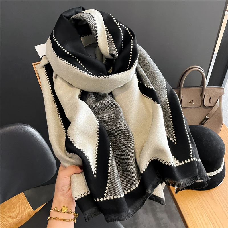 Warm Shawl Women Scarf Luxury Cashmere Winter Blanket Wraps Casual Horse Print Pashmina Bufanda Travel Poncho Stoles Echarpe