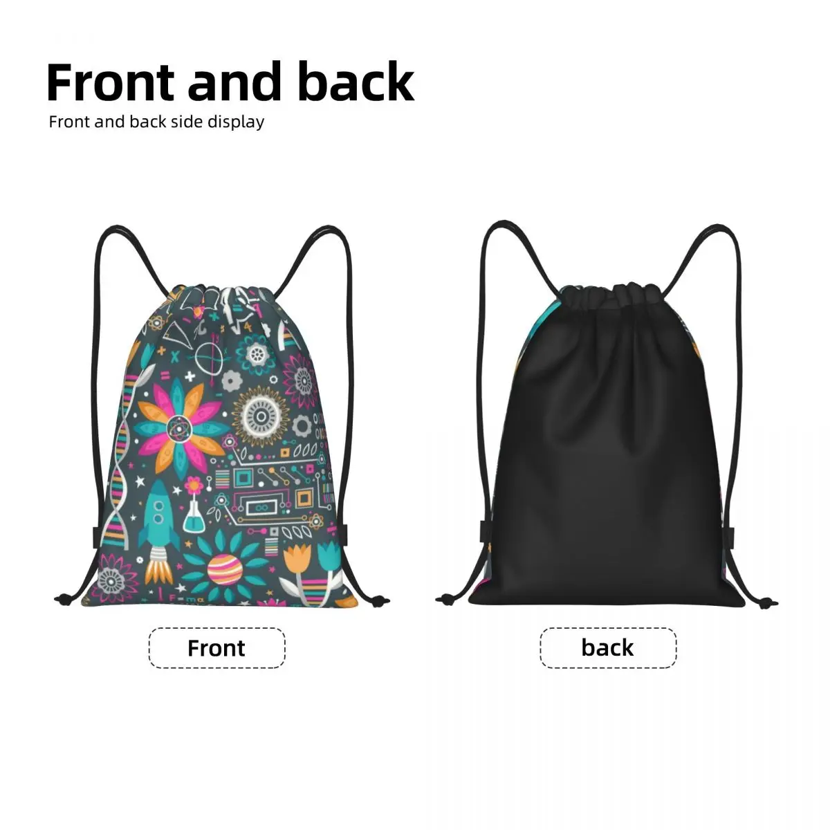 Flowers And Stems Drawstring Backpack Sports Gym Bag for Women Men Chemistry Biology Science Teacher Shopping Sackpack