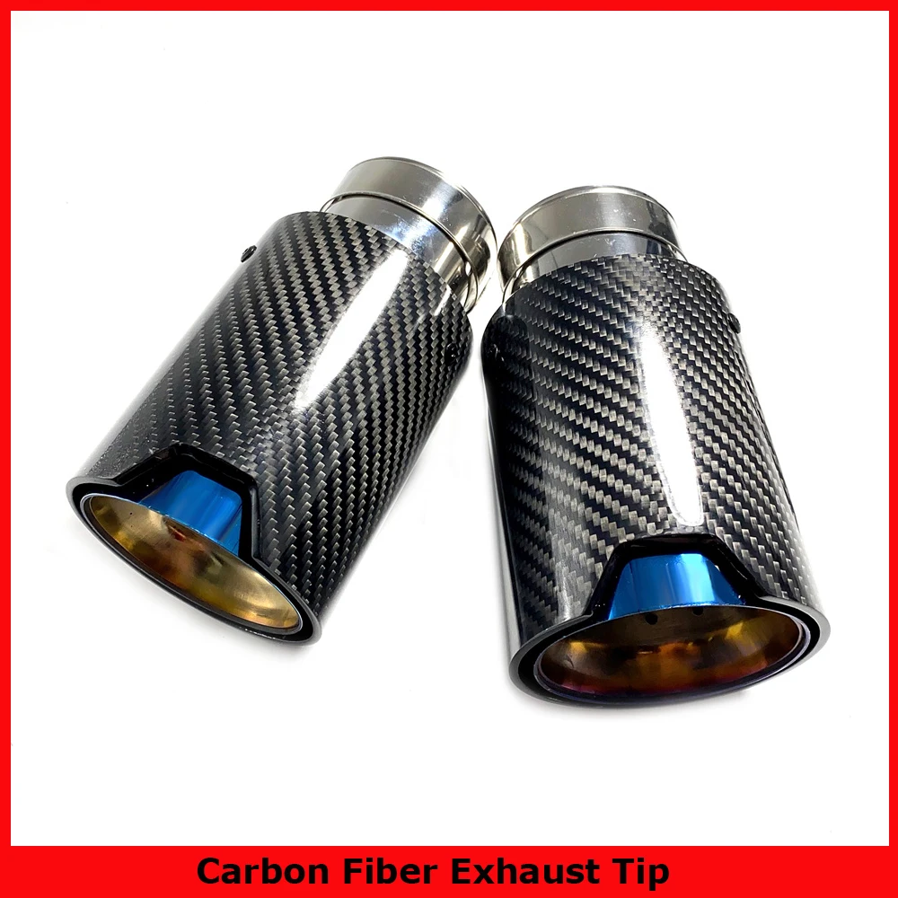 1Piece Carbon Fiber M Performance Blue Exhaust Tips For BMW M2 F87 M3 F80 M4 F82 F83 Nozzles Size Car Exhaust Racing