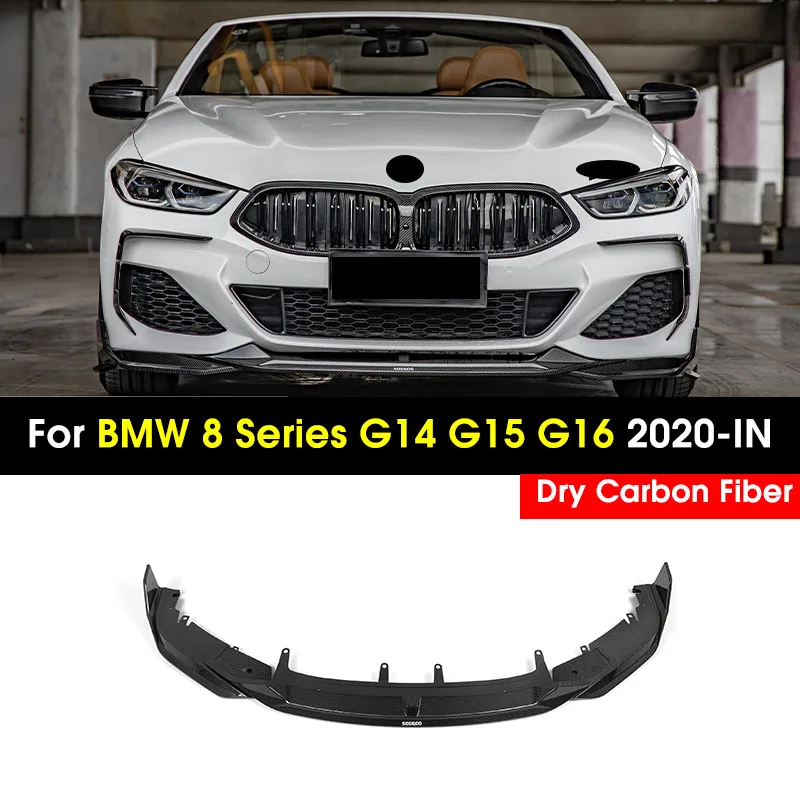 Dry Carbon Fiber Car Front Bumper Spoiler Lip Splitter Body Kit Bumper Lip Chin Diffuser For BMW 8 Series G14 G15 G16 2020-IN