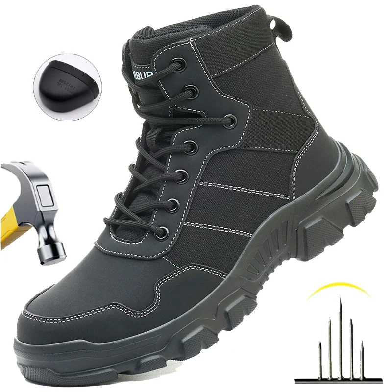 

Мужская рабочая обувь, противоударные ботинки со стальным носком, походная защитная обувь, мужские легкие рабочие кроссовки, дышащая неразрушимая обувь с защитой от ударов