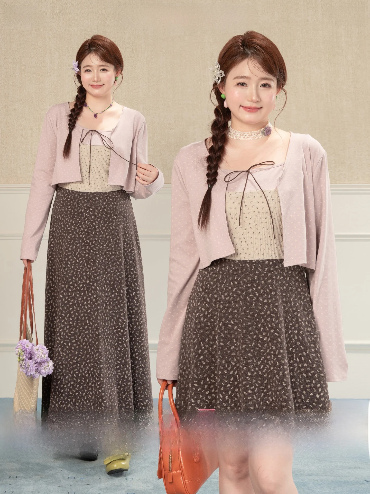 

Женское платье Heynew больших размеров с цветочным принтом, кофейного цвета, летнее универсальное платье без бретелек, корейский стиль, из смесового хлопка, с длинными рукавами