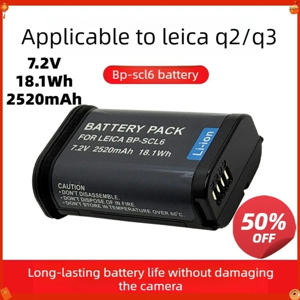 2520mAh High Capacity Battery Replacement for Leica Q3 Q2 SL3 SL2 SL2-S SL Camera BP-SCL6 BP-SCL4 Spare Li-ion 7.2V