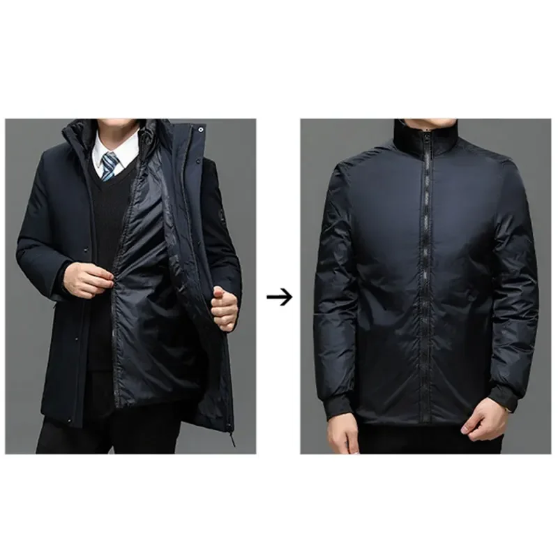 Parka para hombre, prendas de vestir de trabajo de otoño, chaqueta de felpa de talla 5XL, forro polar grueso y cálido con capucha, nuevo abrigo largo de invierno para hombre, abrigo con Cuello de piel