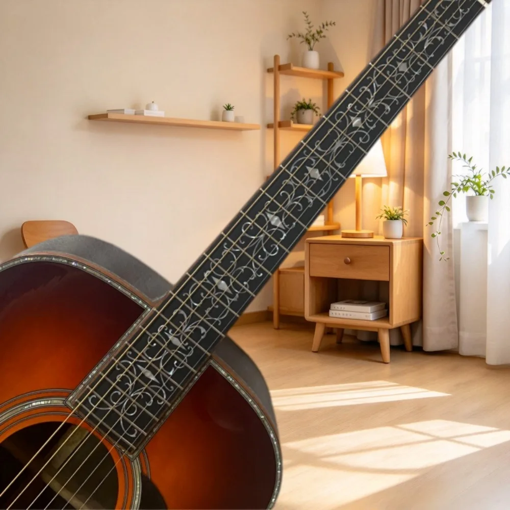 Sunset Color 41 Inch 6-string Cloud Spruce Panel D45 Acoustic Guitar Full Finger Board Vine Tree of Life Inlaid Black Carved Protective Board Professional Performance
