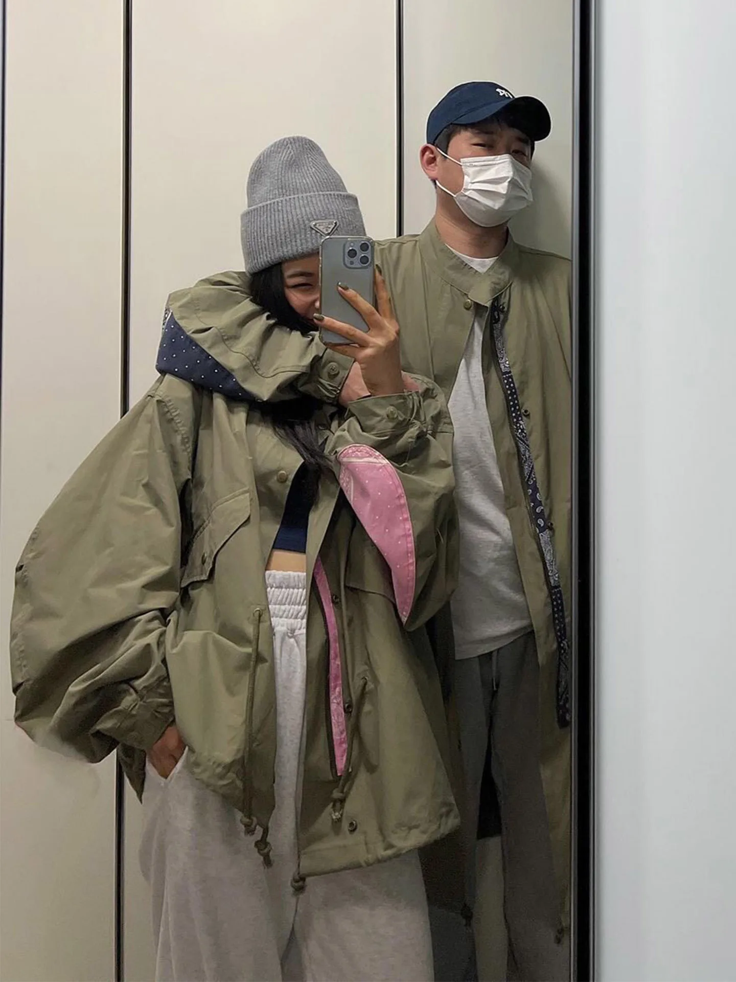 Loose Workwear Style Long And Short Women's Jacket Military Green Medium Length Coat Casual Autumn Outerwear for Ladies