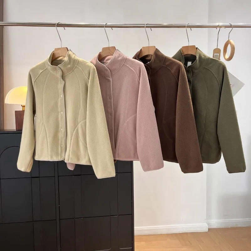 2026 Fashion Double-sided Polar Fleece Short Jacket Women's Outdoor Windproof Warm Coats Spring Autumn Casual Top Thin Outerwear