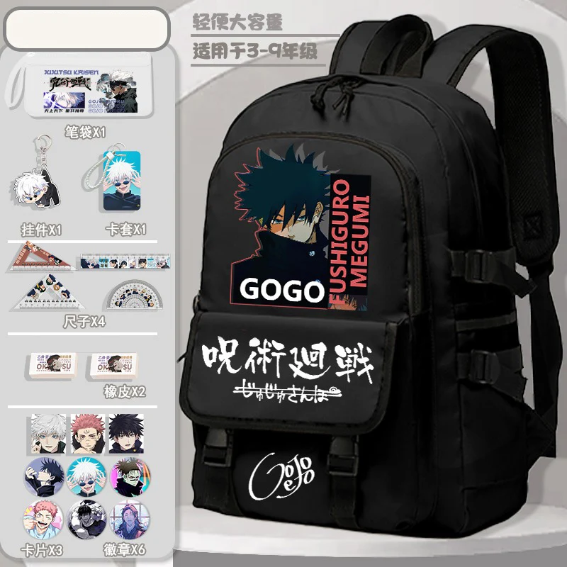 

36×16×48cm Black Blue White, Jujutsu Kaisen, Anime, student Gifts, Backpacks, Girls Boys