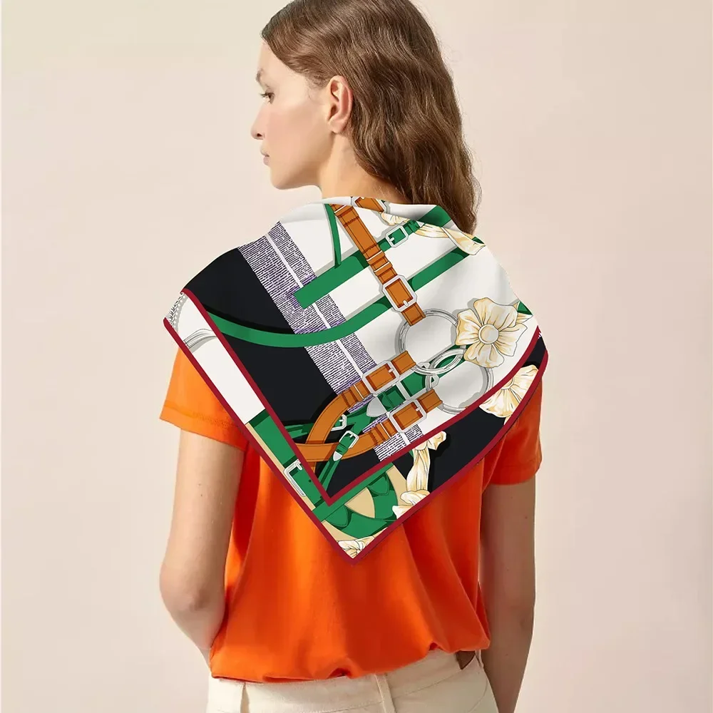 

90 см поясная цепочка, тонкая женская шаль, большой квадратный шарф, саржевый шелковый край машины, универсальный платок, шарф, оптовая продажа