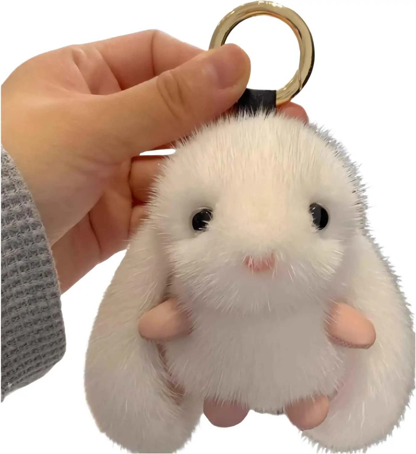 

Cute Plush Bunny Keychain for Women, Kawaii Stuffed Animal Accessory, Fluffy White Rabbit Car Key Chain