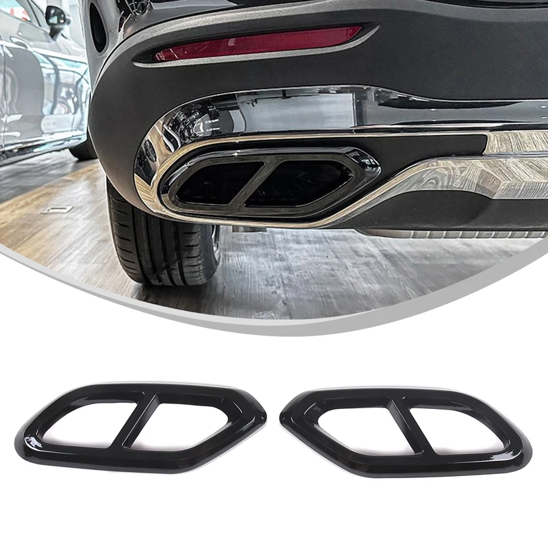 

For Mercedes-Benz GLC/X254 2023 four-out tail throat decorative frame Car rear bumper exhaust hole decorative frame ABS