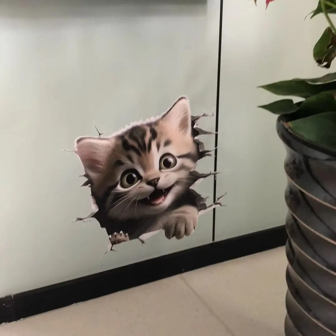 12cm 3D Cute Funny Animal Wallpaper Painting For Children's Rooms Car Body Decoration Painting Waterproof Sticker Children Gift