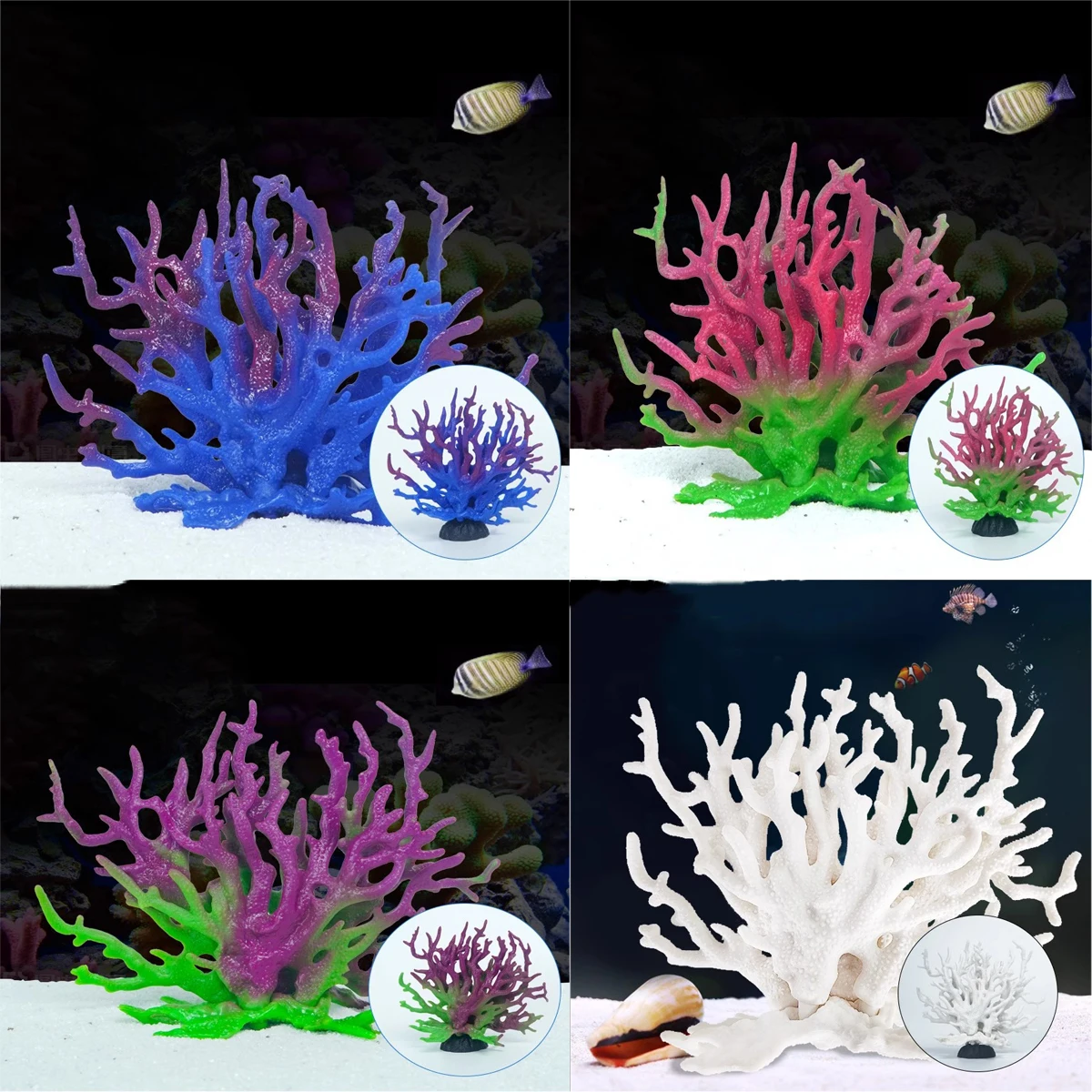 Simulated Coral Colorful Fish Tank Landscape Decoration Water Grass Aquarium Iron Tree Branch Underwater Scene