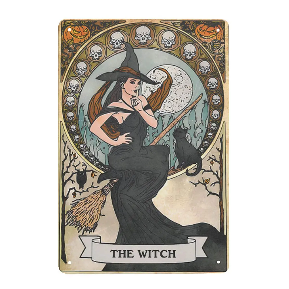 

Witch Black Cat Wall Decor Vintage metal Hanging Plaque Home Kitchen Bar Club Cafe Bedroom Living Room Birthday Gift 4.9x9.8 Inc