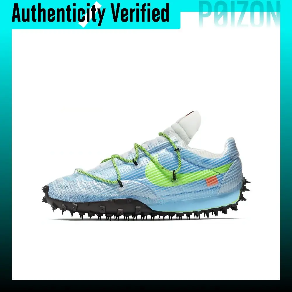 OFF WHITE X Nike Waffle Racer Casual Shoes Women's Low Top Sky Blue CD8180-400