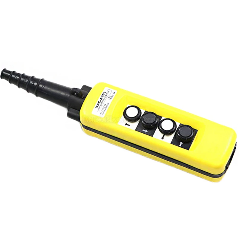 

1Pcs XAC-A471 Rain Proof Travel Button Crane Control Switch Chain Hoist Lifting Controller Pendant 4 Buttons Yellow