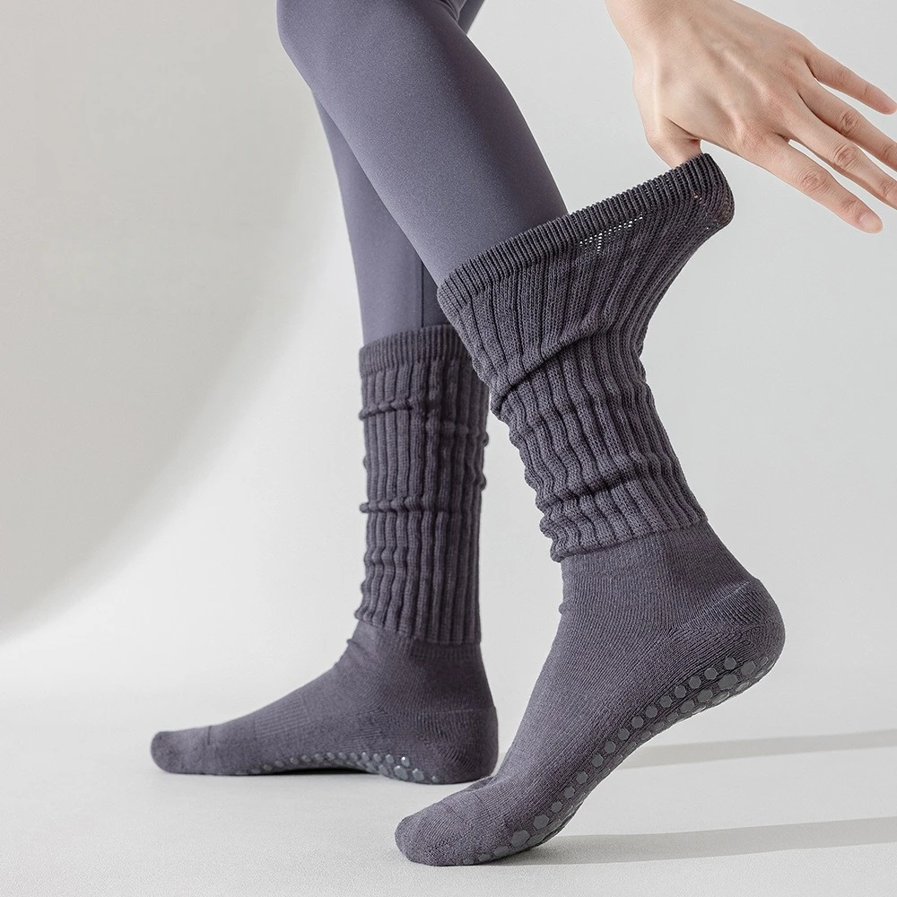 3 Pairs Women's Winter Thickened Warm Home Cotton Socks High Quality Knee-High Terry Socks Non-slip Sports Yoga Socks