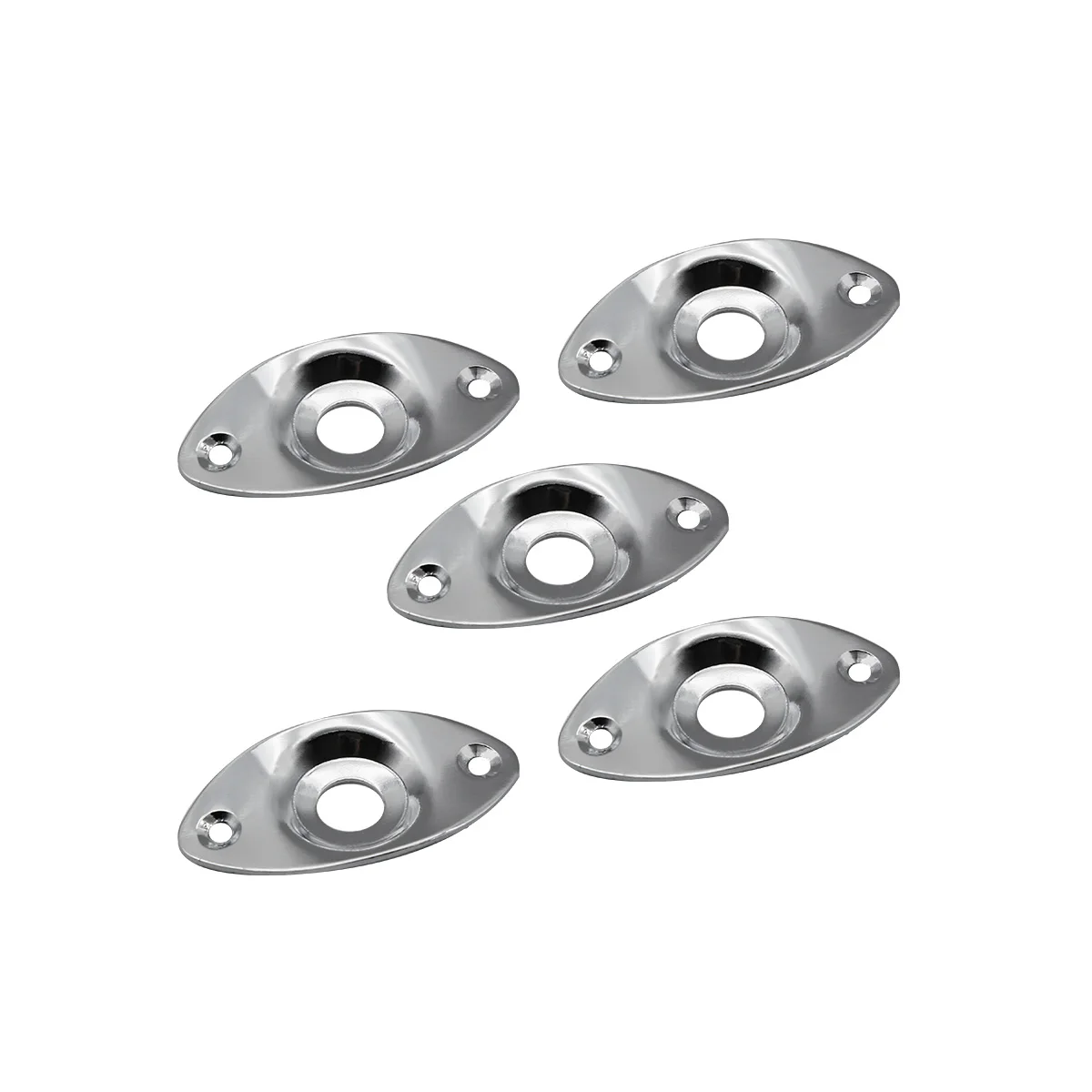 FLEOR 5pcs Oval Curved Metal Guitar Jackplate Output Jack Plate for Electric Guitar, Chrome/Black Choose