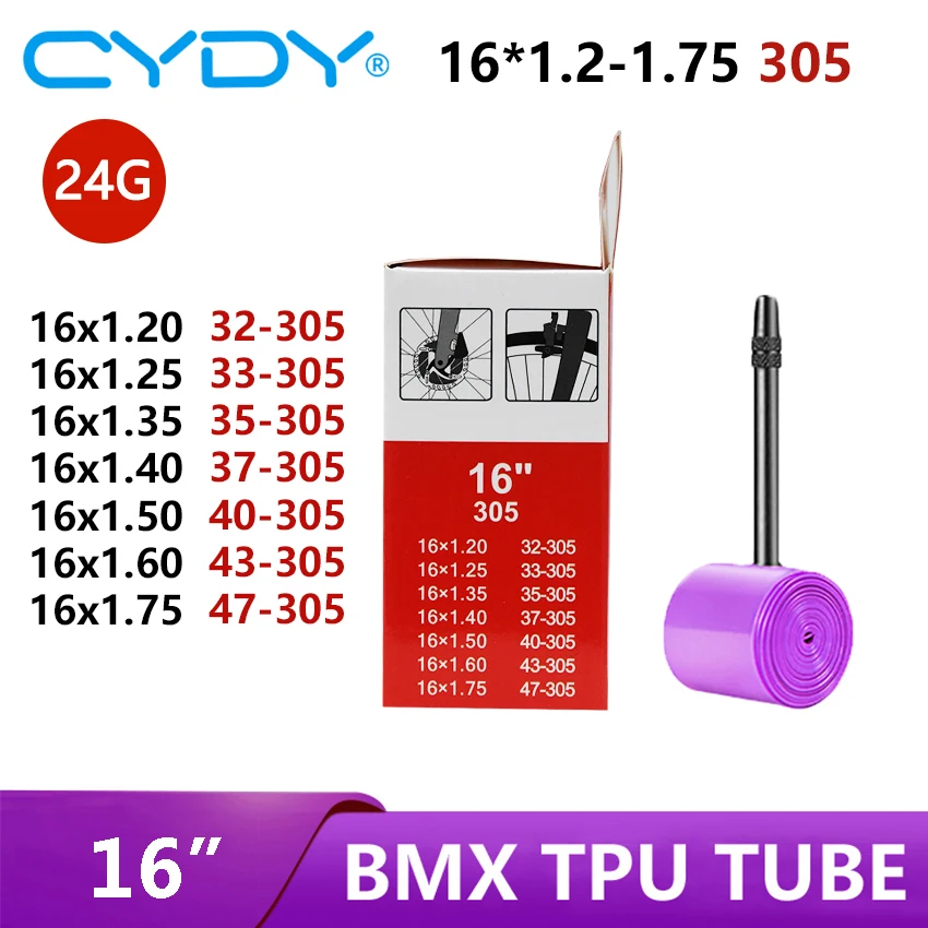 CYDY BMX TPU Fahrradschlauch 16''305 16x1.2 1.25 1.35 1.4 1.5 1.6 1.75 Zoll Reifen Presta-Ventil: 45mm Schlauch Fahrradreifen