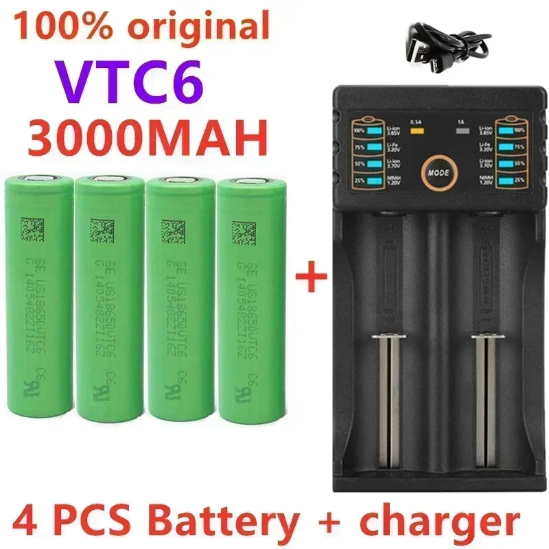 

New original 3.7 V 3000 MAH 18650 battery for us18650 Sony VTC6 30A toys tools flashlight battery+USB Charger