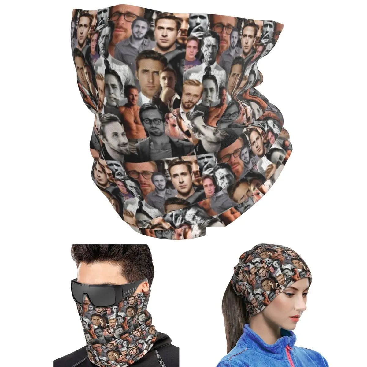 Ryan Gosling Collage Bandana Neck Cover Printed Mask Scarf Hiking Fishing Balaclava For Men Women Adult Windproof
