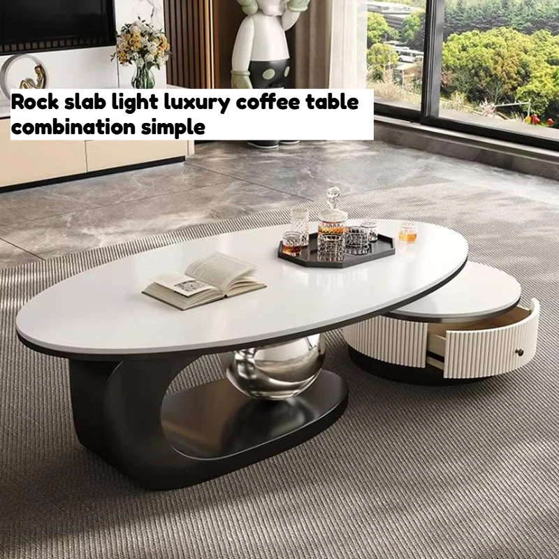 

Italian Luxury Oval Coffee Table Irregular Set Modern Nordic Coffee Tables Drawers Minimalist Premium Corner Home Accessories