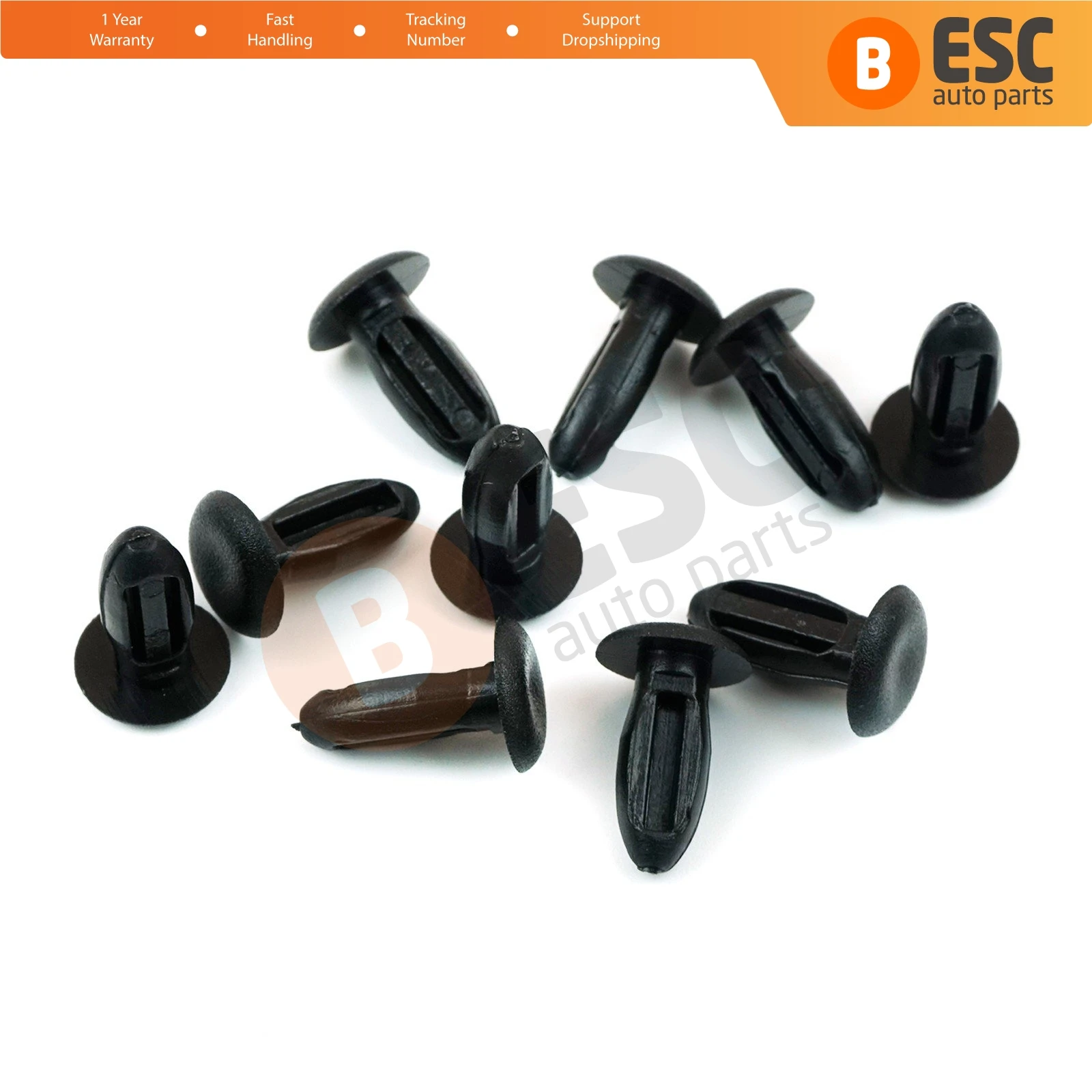 ESC ECF5046 10 Pieces Weatherstrip Door Seal M.6 Clips  For Renault Head Size: 9.40 mm