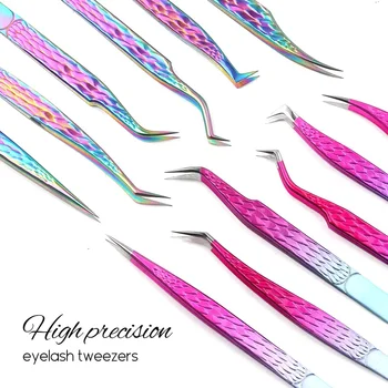 GEMERRY 1 Pcs Pink Gradient Angel Eyelash Tweezers Fiber Tips High Precision Professional…