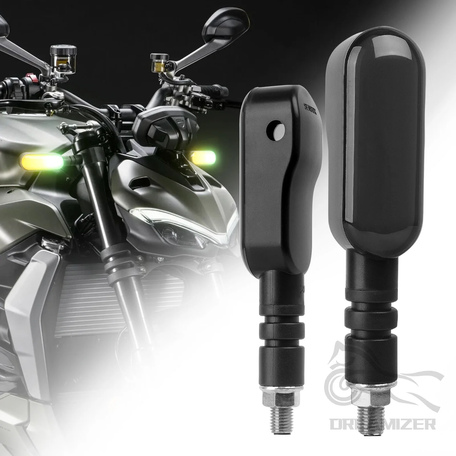 

2PCS Flowing LED RGB Daytime Running Turn Signal Lights Projector For Motorcycle Light Motorbike Turn Signal Blinkers