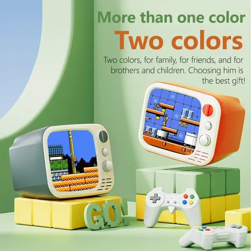 for H7 Retro Nostalgic TV Game Console Video Player 3.5-Inch HD Screen Dual Wireless Gamepad Home Small Red and White