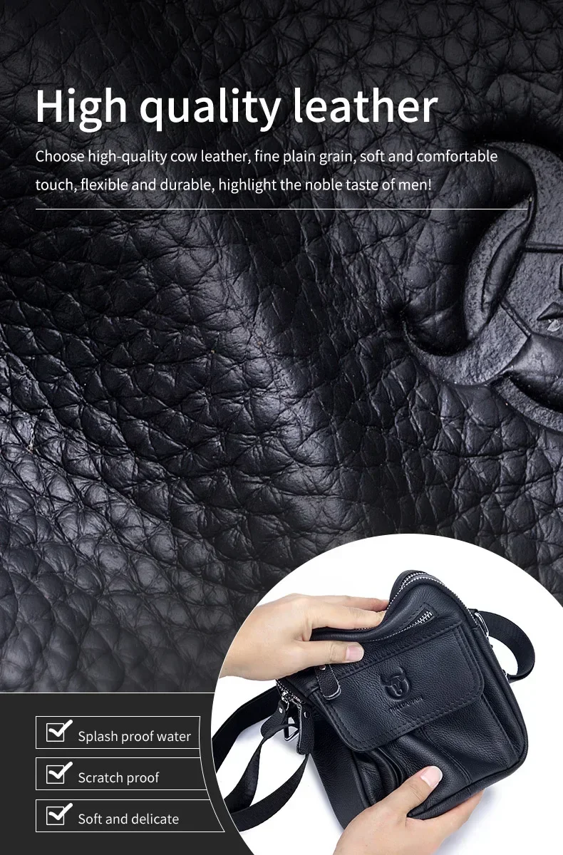 Bull captain lässige Herren Umhängetaschen Business Umhängetasche hochwertige Herren Rindsleder Tasche Mini große Kapazität Tasche – Detail 3